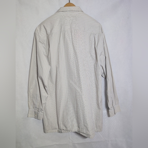 Hardy Aimes Sz L Tan Striped Button-Up Shirt with Embroidered Logo - Picture 4 of 7